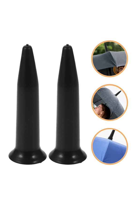 2Pcs Strong Black Umbrella Tip Caps Replacement for Pole Handle Sun Umbrella Repair