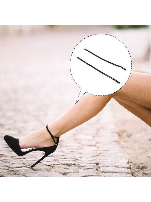 2 Pairs Adjustable Ankle Shoe Belt Black Prevent Shoes from Falling Off Imitation Women