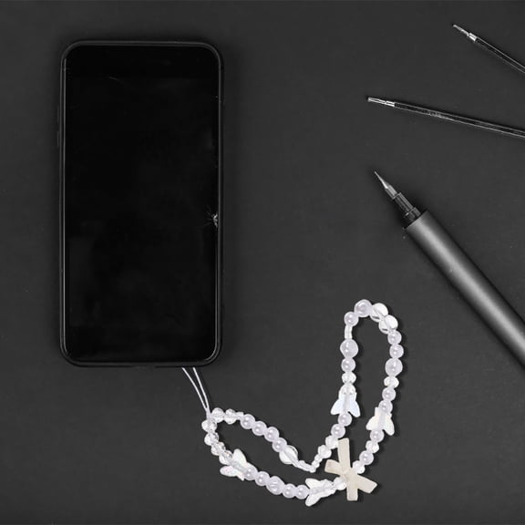 TABLZONE White Plastic Butterfly and Bow Phone Charm Lanyard Set, 2 Pieces Decorative Accessories for Phones