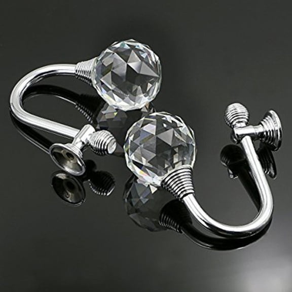 TABLZONE Plated Silver Crystal Curtain Hanger Multi Use Hooks for Decor 2Pcs