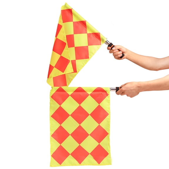 TABLZONE 2 Pcs Hand Flag Waterproof Oxford Football Judge Flag with Stainless Steel Handle Assorted Colors