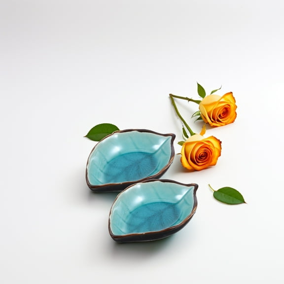 TABLZONE 2Pcs Elegant Sky Blue Ceramic Spoon Tray for Countertop Utensil Keeping