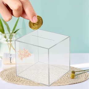 TABLZONE 2 Pcs Unopenable Money Box Transparent Cash Saving Box for Kids Financial Management Tool
