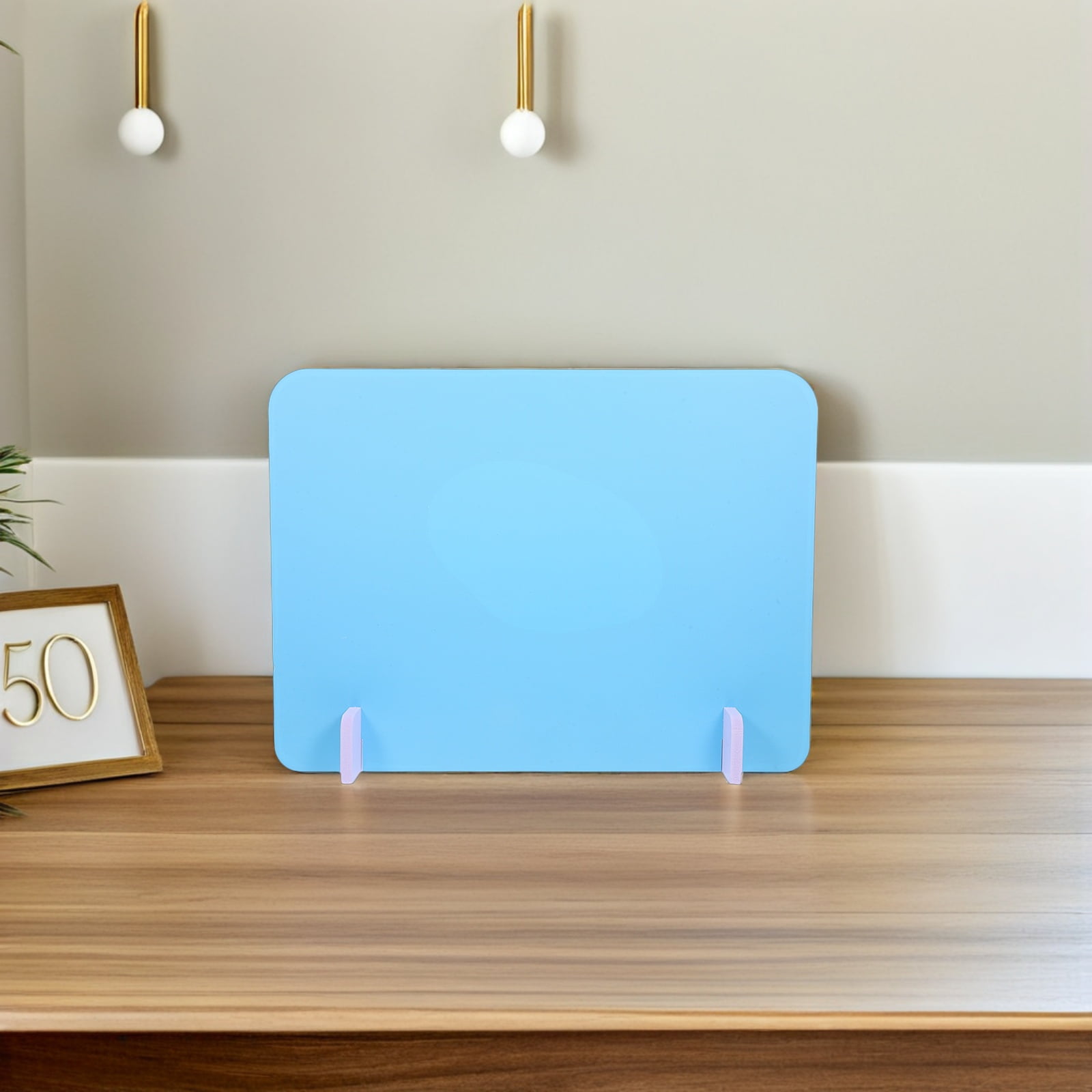TABLZONE Tabletop Privacy Divider Sky-Blue PVC Wood Plastic Easy ...