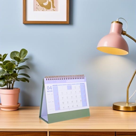 TABLZONE 2026 Desk Planner in Olive Green with Foldable Stand, Minimalist Desk Calendar for Home and Office Use