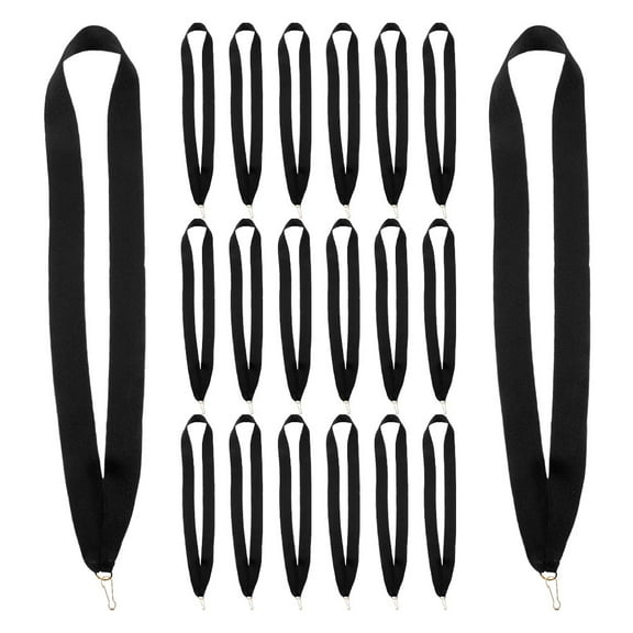 TABLZONE 20Pcs Lightweight Black Polyester Medal Neck Lanyards with Snap Clips for Competition Awards
