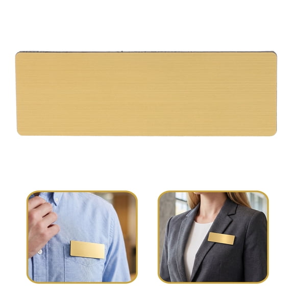 TABLZONE 20Pcs Golden Blank Name Badge with Pin Backing for Office Staff DIY Professional Identification