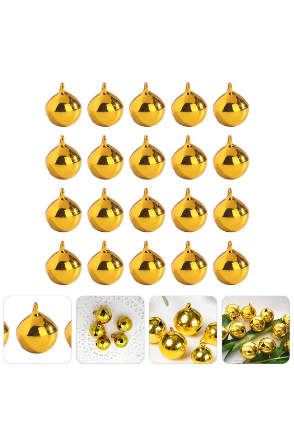 20-Pack Golden Small Bell Pendant Keychains, Festive Hanging Decor for Holiday, Party, and Seasonal Use