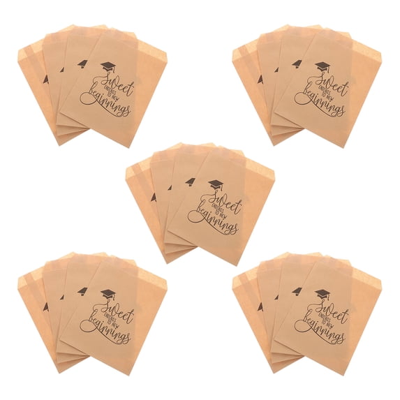TABLZONE 20Pcs Khaki Paper Graduation Favor Bags for Party Candy and Cookie Storage Pouches