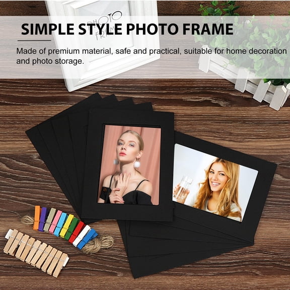 TABLZONE 20Pcs Paper Photo Display Frame Black Simple Style for Household and Bedroom