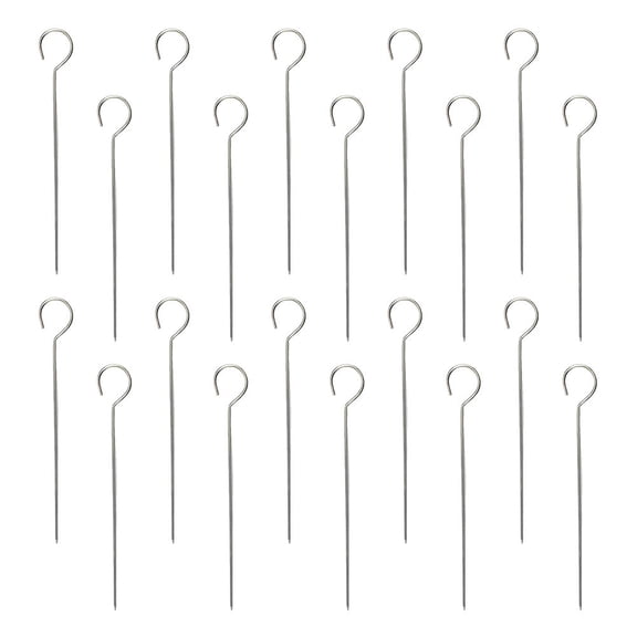 TABLZONE 20Pcs Stainless Steel Barbecue Skewers Reusable Grill Kabob Silver