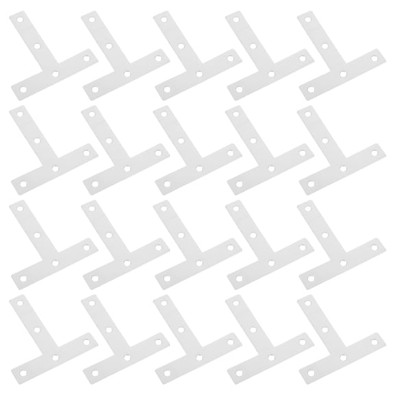 TABLZONE Plated Silver Stainless Steel T-Shape Brackets High Strength Furniture Supports for Home Use 20Pcs