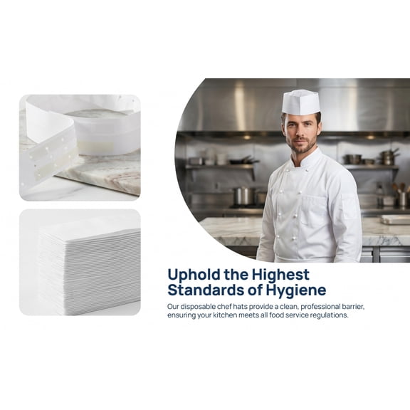 TABLZONE 20Pcs White Paper Chef Hat Hygienic Headwear Space Saving Storage for Outdoor Cooking Events