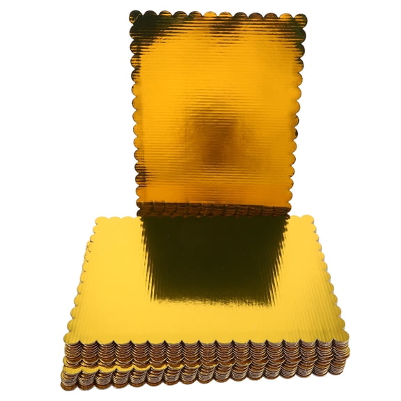 TABLZONE Wave Edge Golden Cake Board, Corrugated Material, Versatile and Stylish Baking Accessory