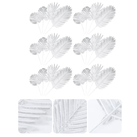 TABLZONE 24Pcs Artificial Plated Silver Leaves Decorative Wedding Props Party Supplies Leaves Decor