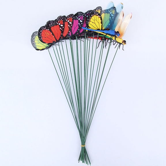 TABLZONE 24Pcs Artificial Dragonfly Stakes with Spring Mounted Wings for Indoor and Outdoor Decor