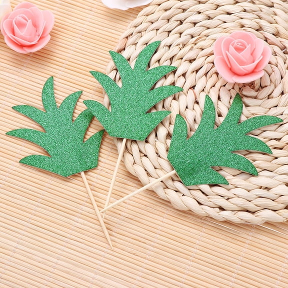 TABLZONE 24Pcs Cake Toppers Pineapple Leaf Cake Topper Decoration for Party Supplies