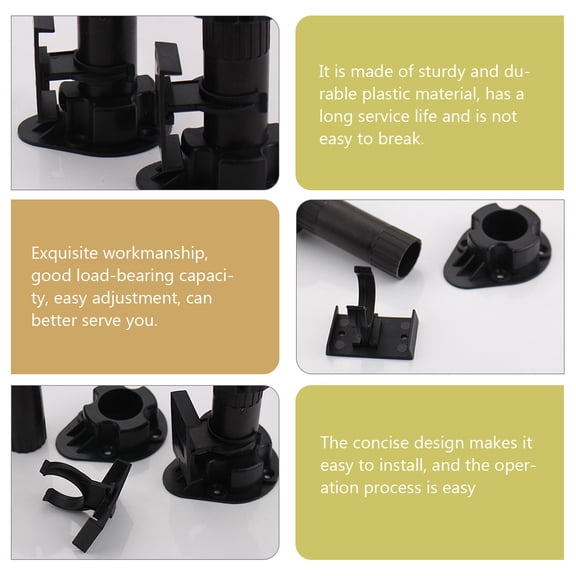 TABLZONE 24Pcs Kitchen Plinth Clips Black Cabinet Leveler for Furniture and Cabinet Feet