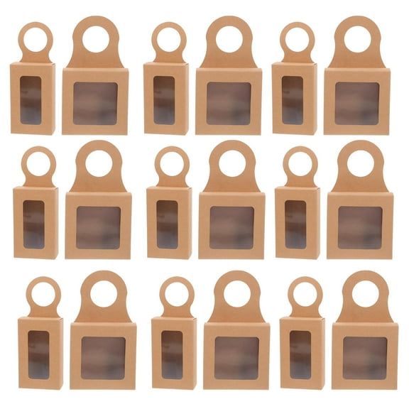 TABLZONE Kraft Paper Wine Bottle Boxes with Transparent Window for Party Favor Packaging 24 Pieces