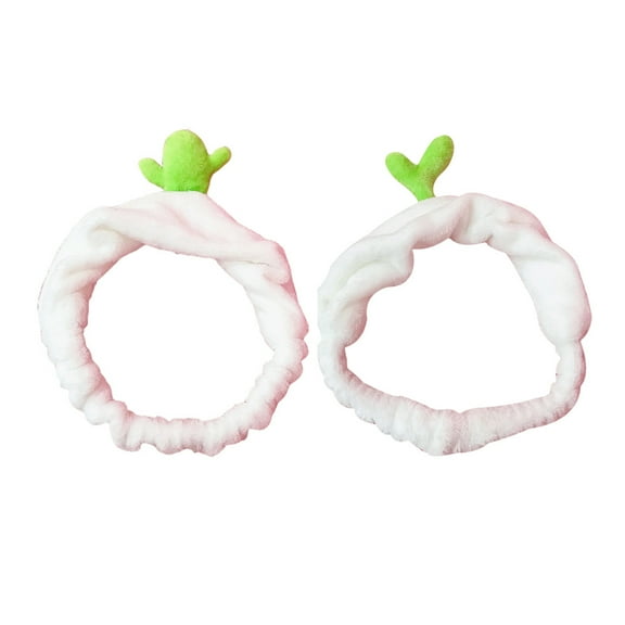 TABLZONE 2Pcs Plush Green Cactus Hairband Soft Breathable Decorative Sports Makeup Headband