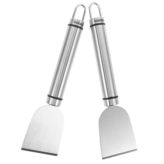 TABLZONE 2-Pack Stainless Steel Ice Scrapers with Ergonomic Non- Handle for Car Windshield and Home Use