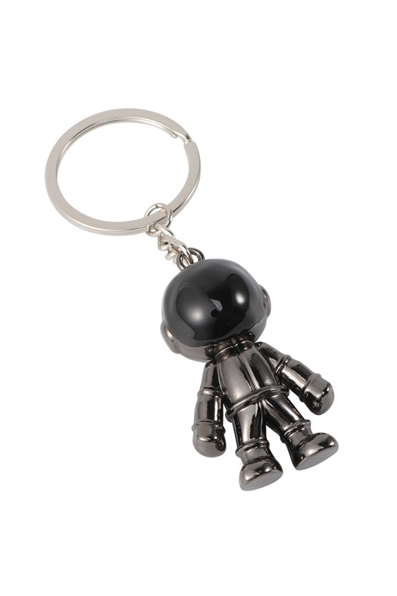 2Pcs Alloy Astronaut Key Pendants Black Space Robot Style Key Rings for Bag Decoration