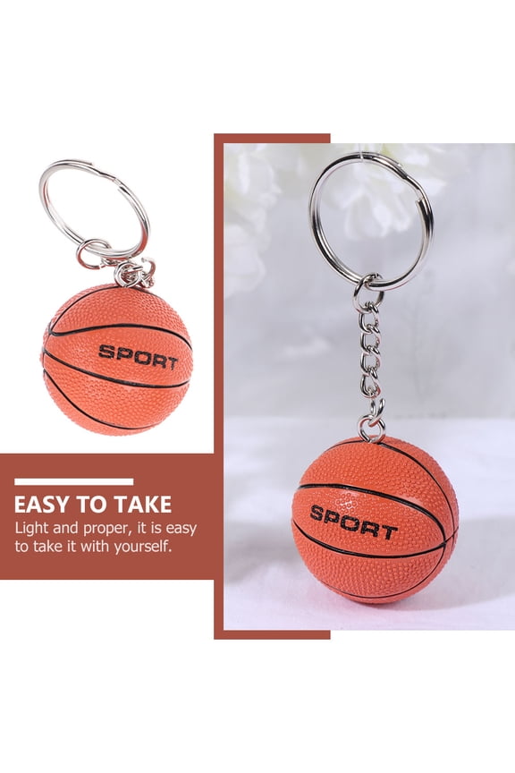 2-Pack Orange Basketball Keychain Lightweight Decorative Key for Bags and Accessories