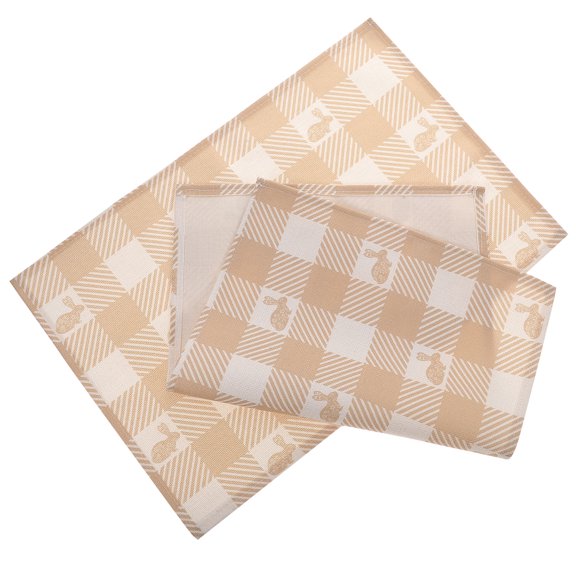 TABLZONE 2Pcs Heatproof Easter Table Mats Beige Linen Placements for Party Decoration