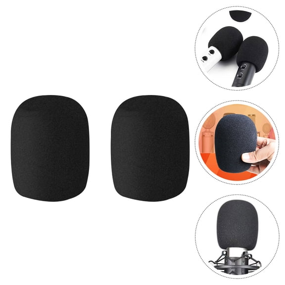 TABLZONE 2Pcs Black Microphone Sleeve Elastic Sponge Covers for Dust and Moisture Protection