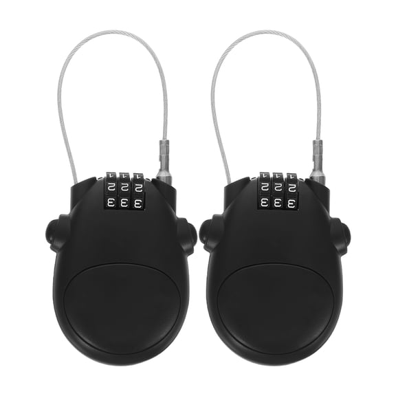 TABLZONE Steel Cable Combination Lock, Black, Retractable, for Storage, 2Pcs