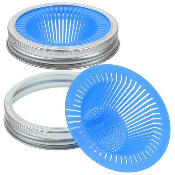 TABLZONE 2Pcs Blue Wide Mouth Mason Jar Lids for Sprouting and Straining with Heavy Duty Mesh