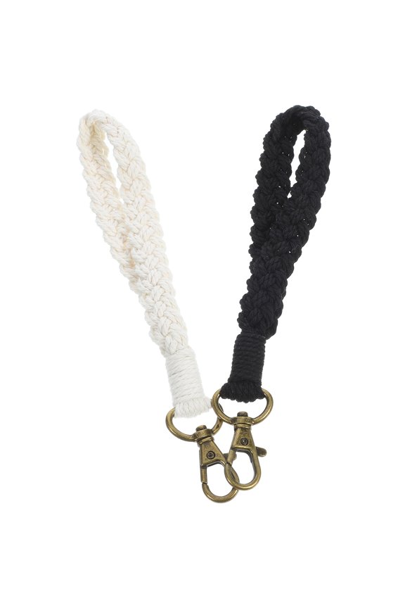 2-Pack Woven Keychains with Cotton Rope Hand Strap for and Stylish Key Organization