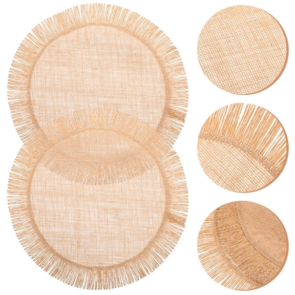 TABLZONE 2Pcs Brown Woven Placemat Tableware Cushion Decorative Dining Mat