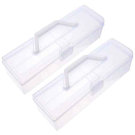 TABLZONE 2Pcs Compact Transparent Painting Tools Storage Box with Durable Plastic Construction