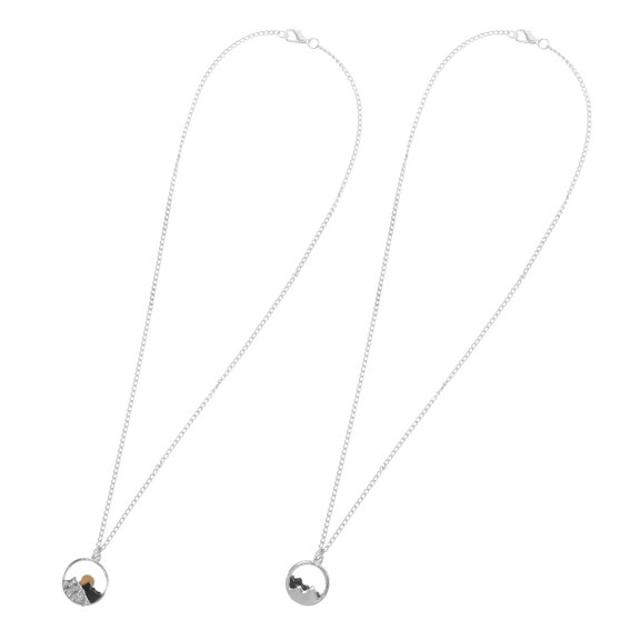 TABLZONE 2Pcs Creative Couple Necklaces with Circle Pendant for Dates in Metal for Women