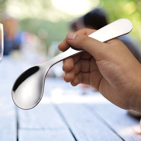 TABLZONE Curved Stainless Steel Adaptive Spoon for Reduced Wrist Stress 2 Pieces