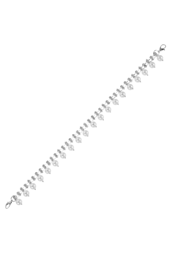 2Pcs White Rhinestone Heel Shoe Chains with Embellishments for Womens Shoe Decoration Accessories