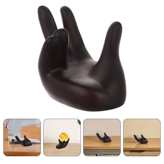 TABLZONE 2Pcs Crystal Sphere Display Stand with Dark Brown Resin Base Elegant Decor for Desk and Living Room