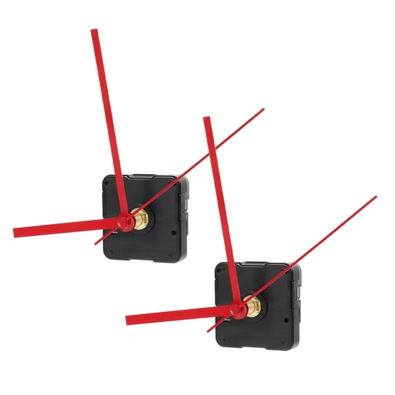 TABLZONE 2-Pack Replacement Desk Clock Mechanism with Red Plastic Hands, Simple and Quiet Design for Home and Office Use