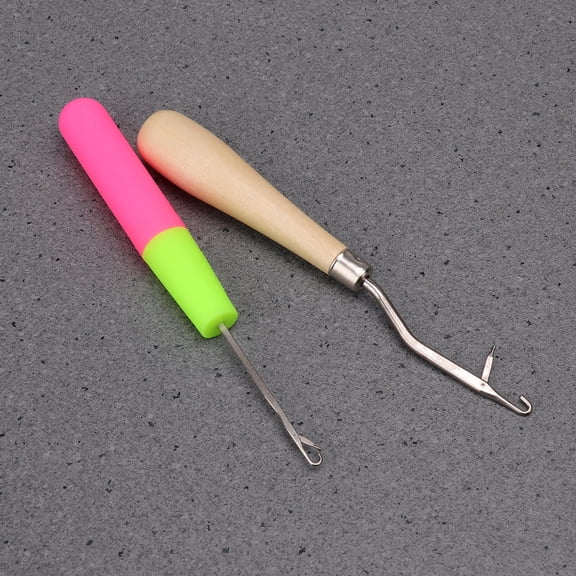 TABLZONE 2Pcs Dreadlock Crochet Needle with Wood Handle Design for Hair Styling and Winter Indoor Crafts