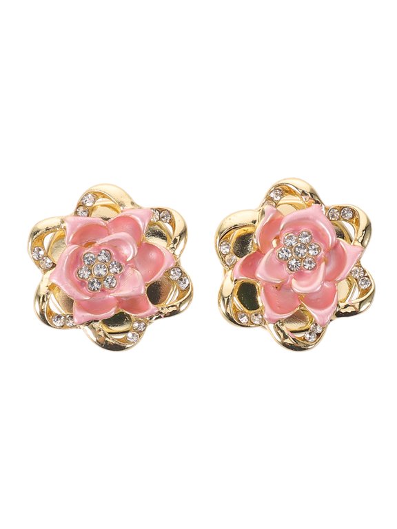 2-Pack Rose Sleeve Button Covers, Elegant Clip- Decorative Button Caps for Shirts and Blouses