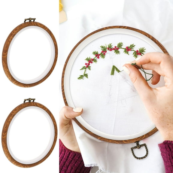 TABLZONE 2-Pack Plastic Embroidery Hoops Brown PP Material for Cross and Needlework Crafts