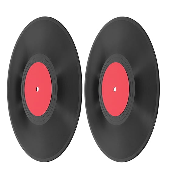 TABLZONE Retro Vinyl Record Wall Decor Set, Black Plastic, Old Record Texture, Musical Nostalgia, 2 Pieces