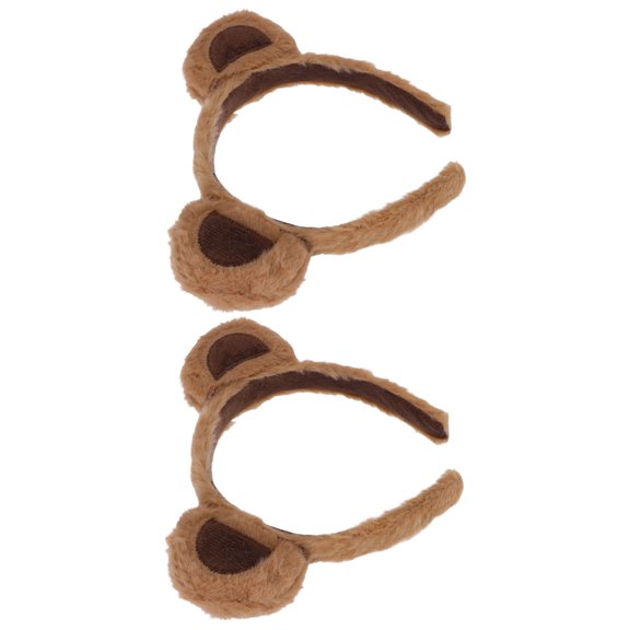 TABLZONE 2Pcs Funny Plush Bear Headband Coffee Animal Ear Hairband for Costume Party Photo Prop