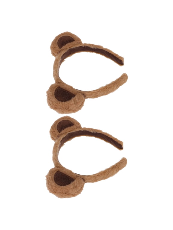 Bear Ears Headband Coffee Furry Plush for Cosplay and Decoration