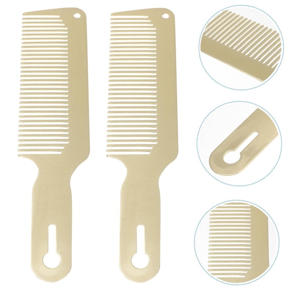 TABLZONE 2-Pack Golden Anti-Static Hair Cutting Combs Set, Steel Material for Professional and Home Use