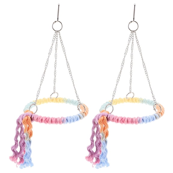TABLZONE 2Pcs Hanging Cotton Rope Bird Swing and Perch for Parakeets Canaries and Finch