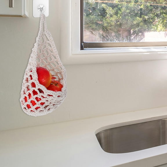TABLZONE 2Pcs Boho Macrame Cotton Rope Hanging Fruit Hammock Basket for Kitchen Storage