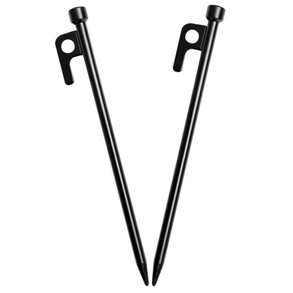 TABLZONE 2Pcs Portable Black Steel Tent Stakes with Strong Holding Power for Sand Snow Ground and Tent Accessories