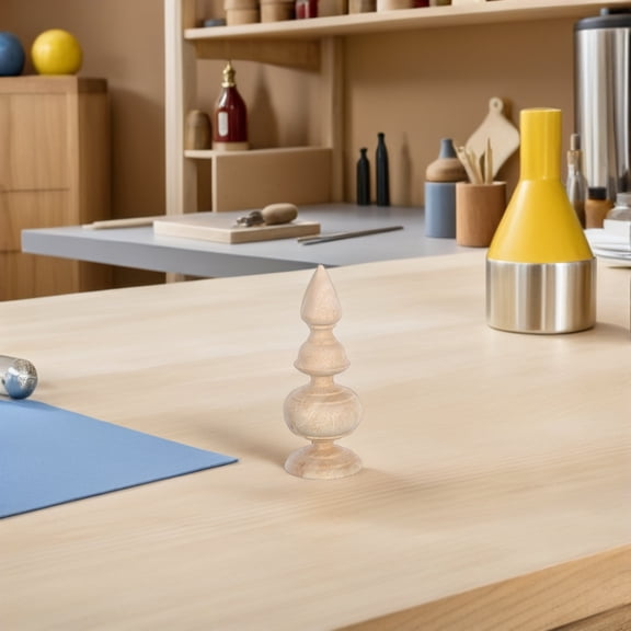 TABLZONE 2Pcs Khaki Wood Curtain Rod Finials Decorative Post Toppers for Indoor Use